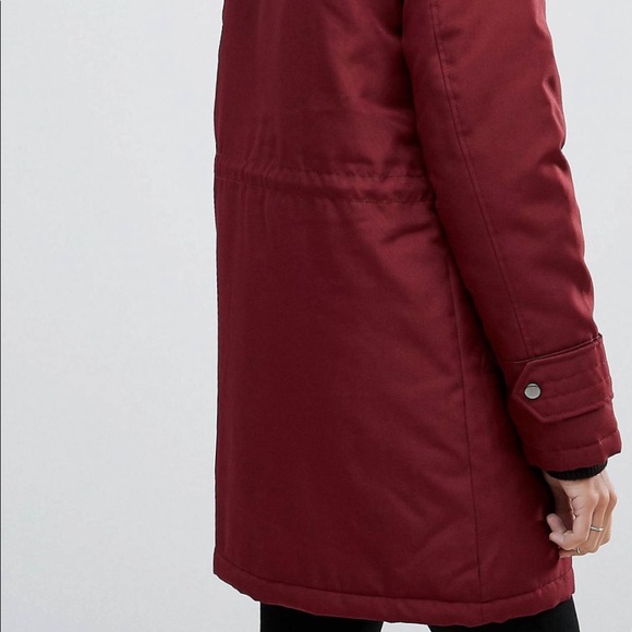 Tall Burgundy Hooded Faux Fur Coat - Picture 3 of 5